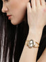 Arumkick Silver-Toned Embellished Oval Watch