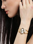 Arumkick Silver-Toned Embellished Oval Watch